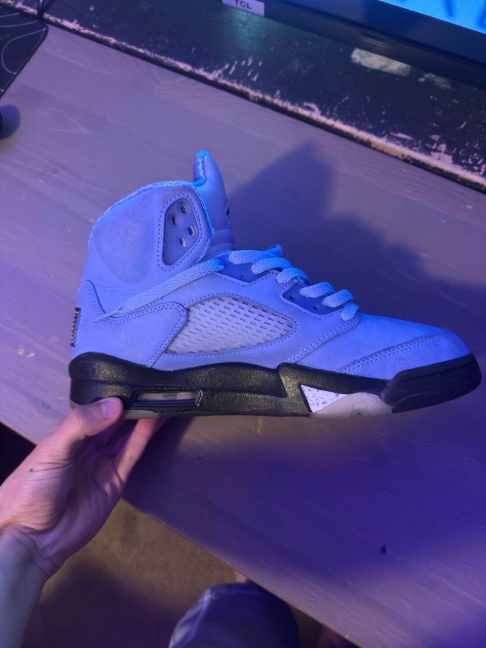 Jordan Retro High-Top Sneakers in Light Blue and Black